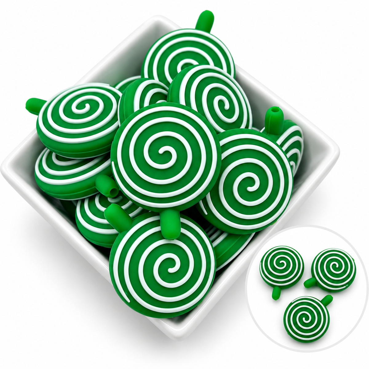 3D Green Peppermint- Silicone Focal Beads