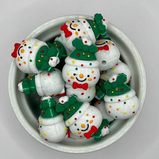 3D Confetti Snowman| Silicone Focal Bead