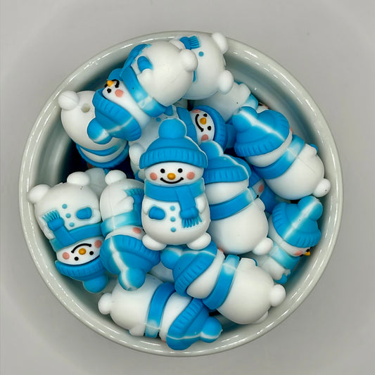 3D Blue Snowman| Silicone Focal Beads
