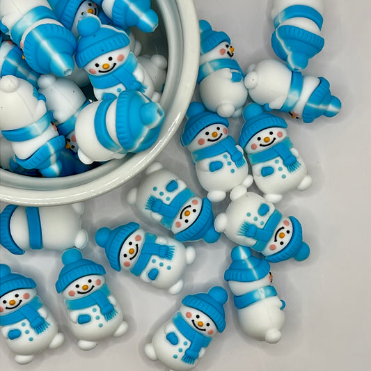 3D Blue Snowman| Silicone Focal Beads