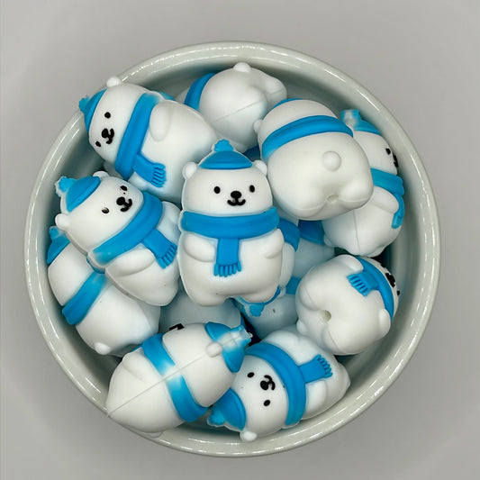 3D Blue Polar Bear| Silicone Focal Beads