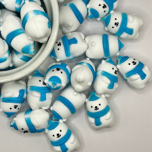 3D Blue Polar Bear| Silicone Focal Beads