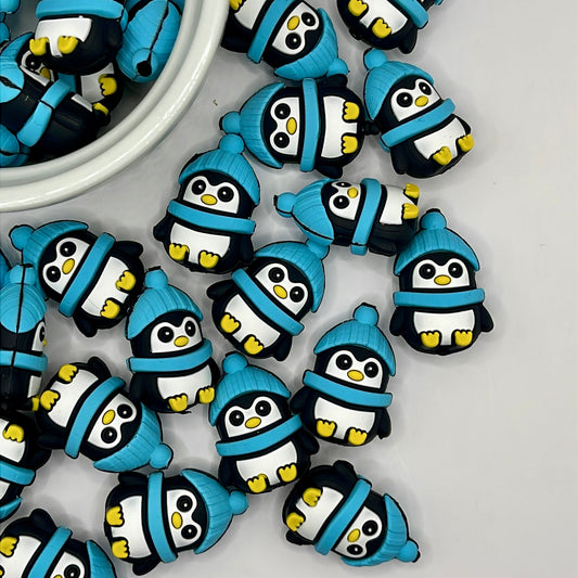 3D Blue Penguin| Silicone Focal Beads