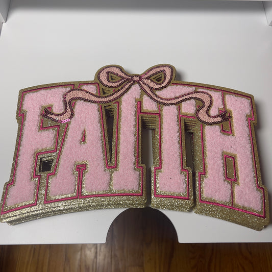 Faith Chenille Patch- Pink & Gold Patch