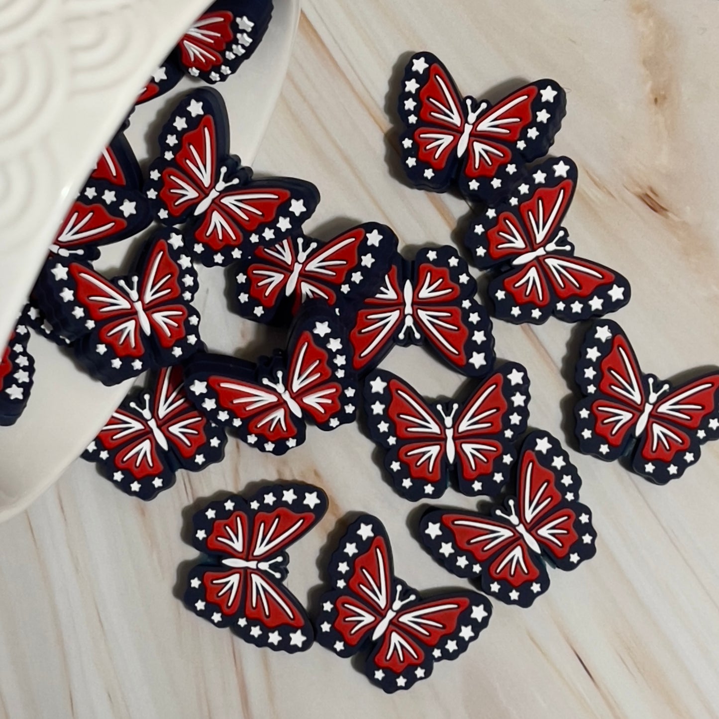 Patriotic Butterfly Beads| Silicone Focal Beads