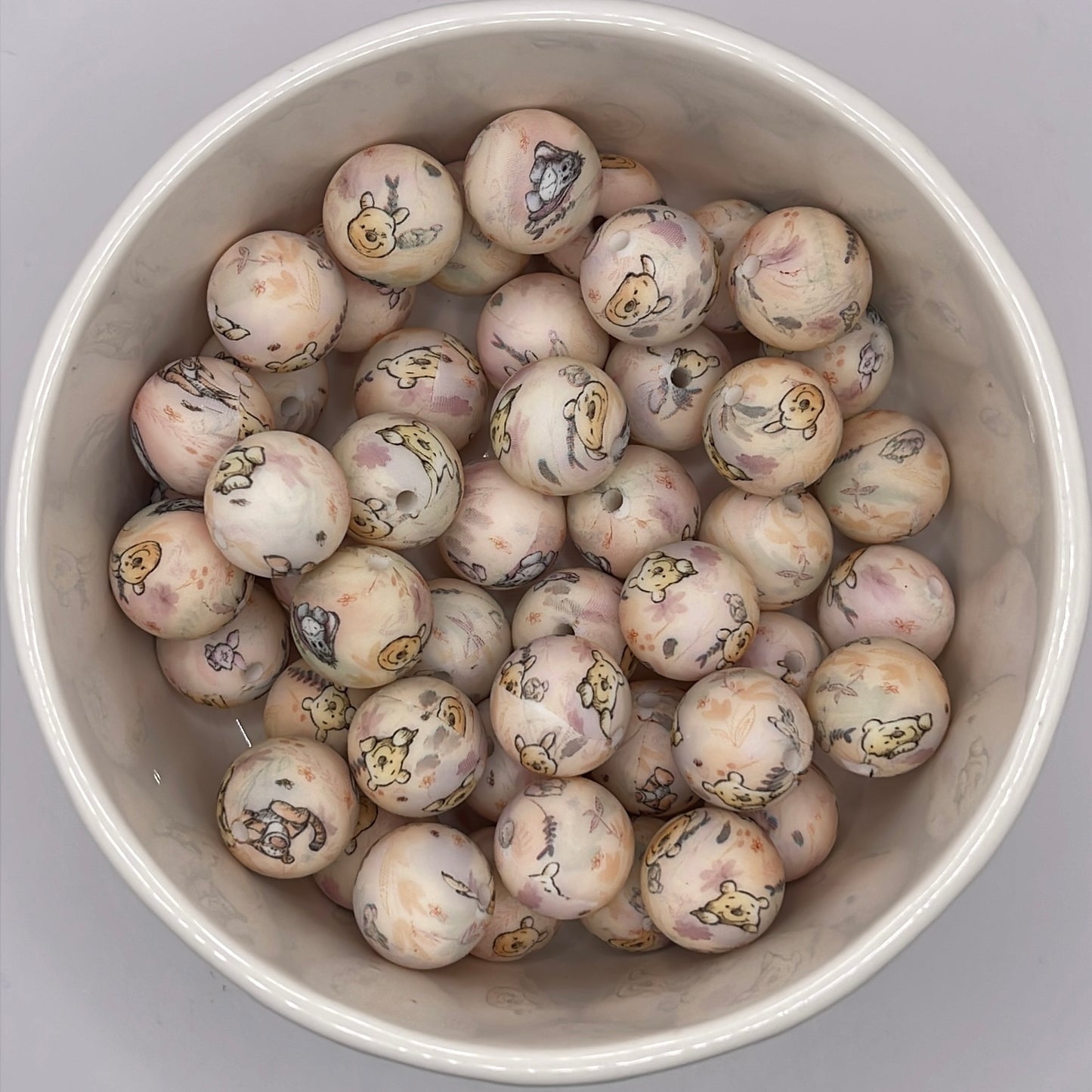 Pooh Printed Beads| Silicone Printed Beads