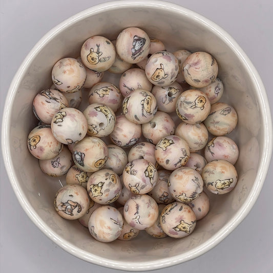 Pooh Printed Beads| Silicone Printed Beads