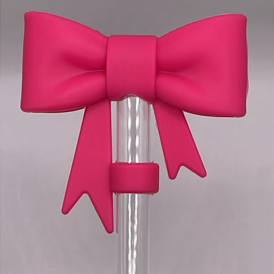 Hot Pink Bow Straw Topper| Silicone Topper