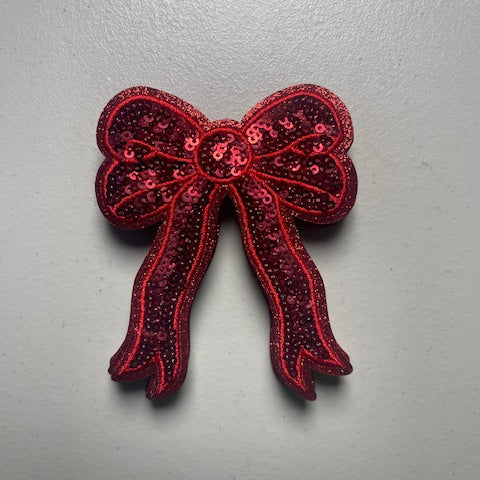 Red Sequin Bow Patch