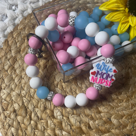handmade wristlet silicone bead keychain for women