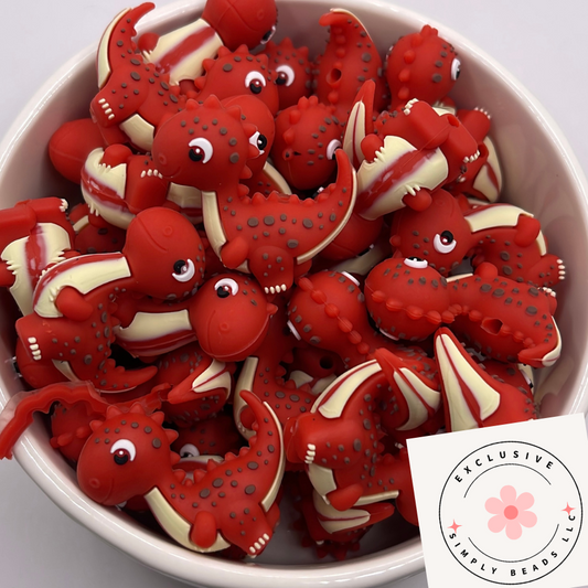 3D Cherry Chomp Dino| Silicone Focal Beads