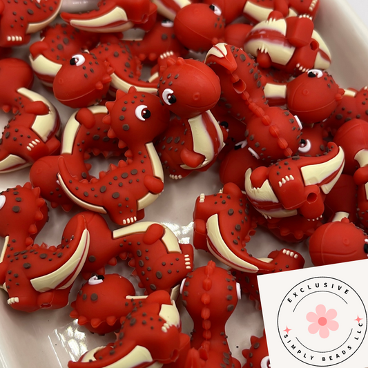 3D Cherry Chomp Dino| Silicone Focal Beads