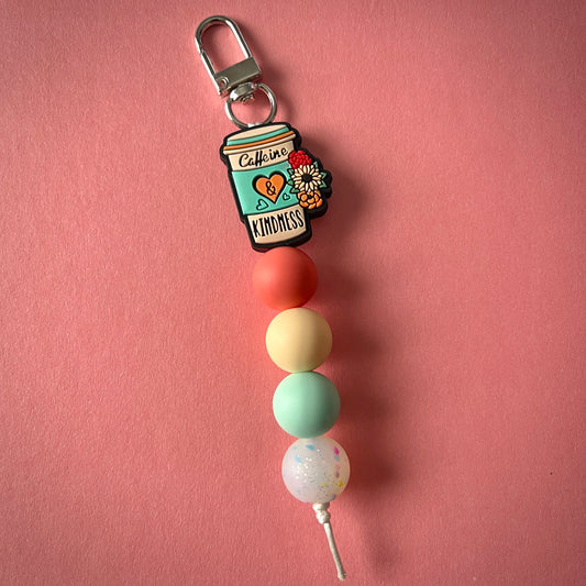 Caffeine & Kindness| Beaded Keychain