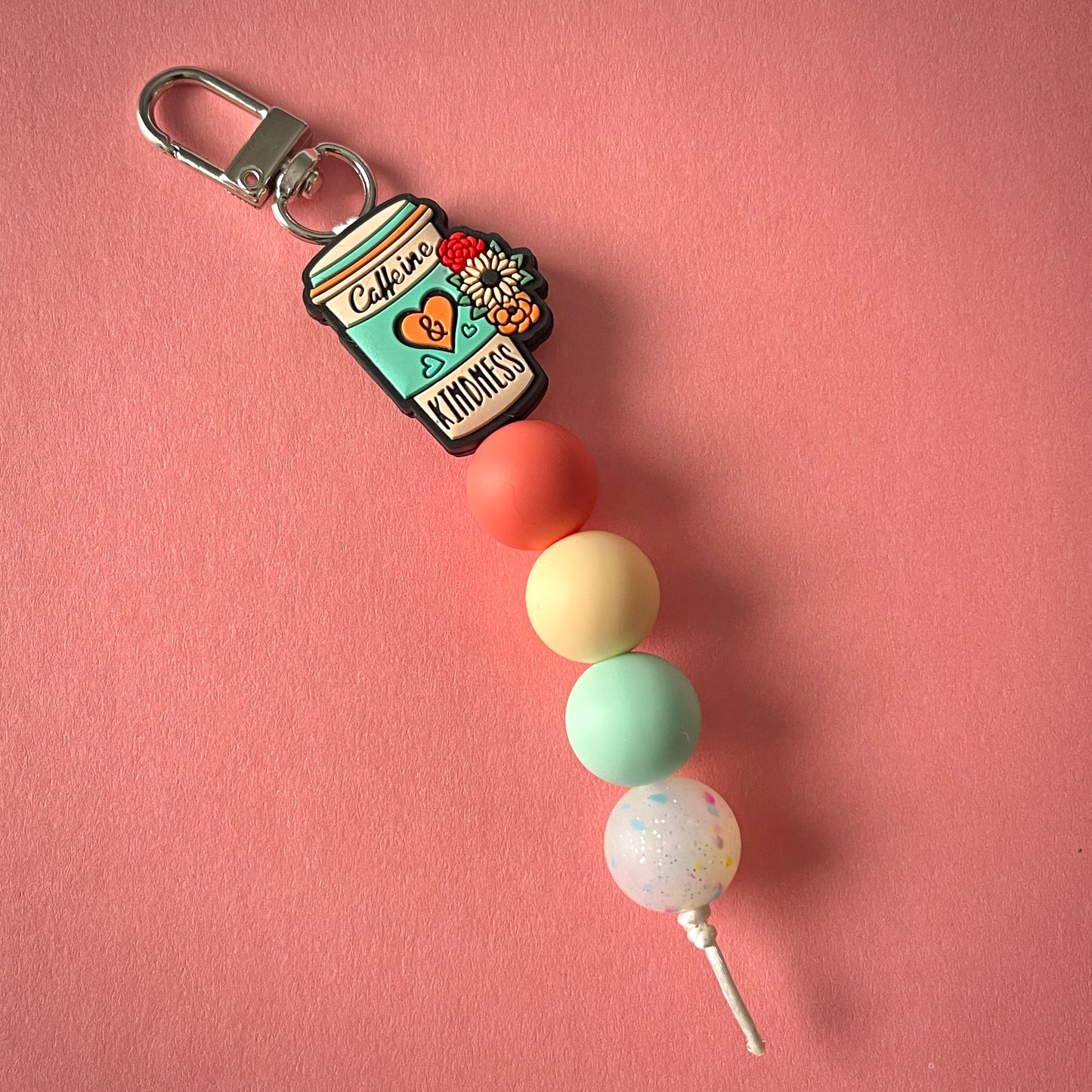 Caffeine & Kindness| Beaded Keychain