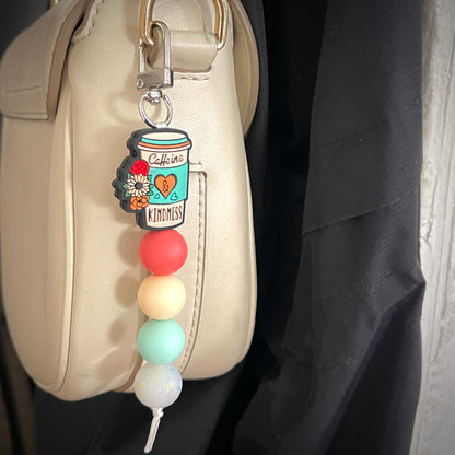 Caffeine & Kindness| Beaded Keychain