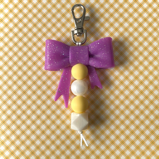 Lavender Lemon Bow| Beaded Keychain