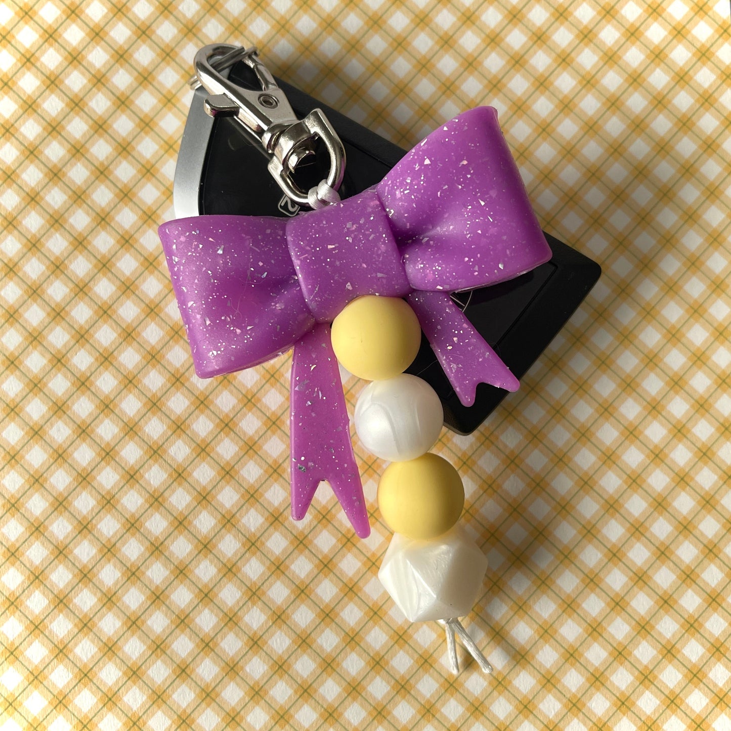 Lavender Lemon Bow| Beaded Keychain