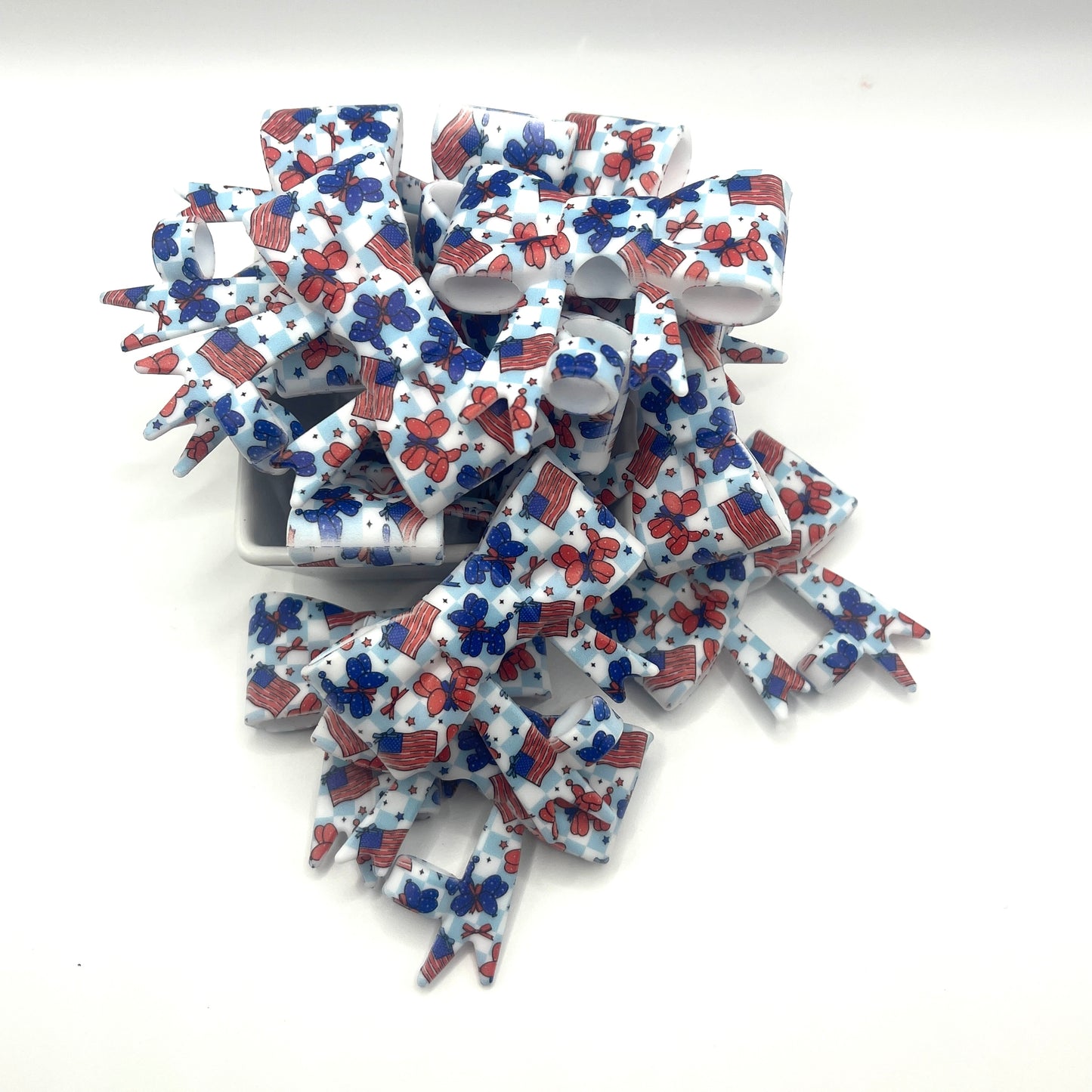 Patriotic Dog Balloon| Straw Topper Beads