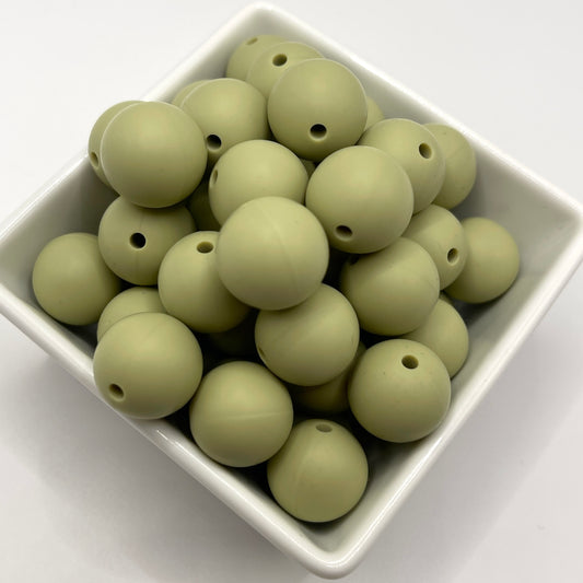 Sage- 15mm Silicone Beads