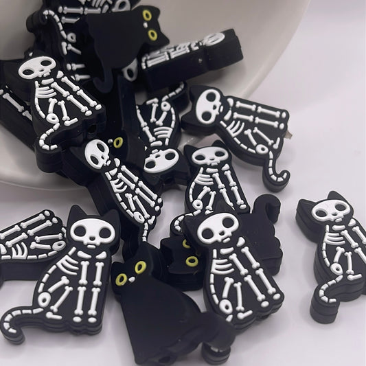 2-Side Black Cat Focal| Silicone Focal Beads
