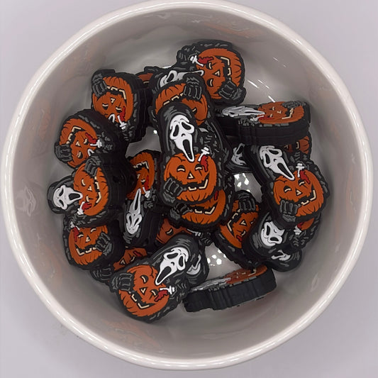 Ghost Face Pumpkin Focal| Silicone Focal Beads