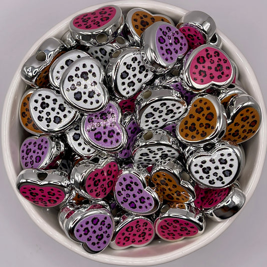 Cheetah Heart Acrylic Beads| Acrylic Beads