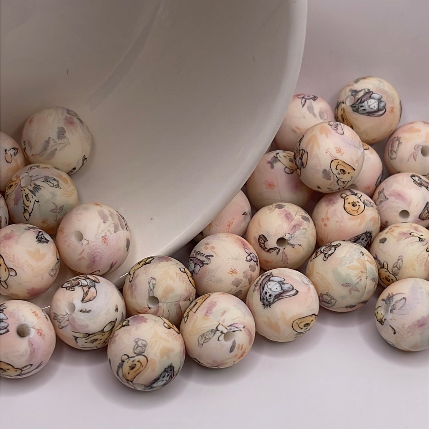 Pooh Printed Beads| Silicone Printed Beads