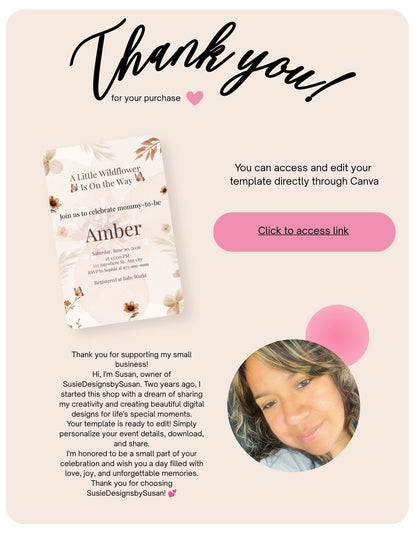 A Little Wildflower Baby Shower Invitation Template