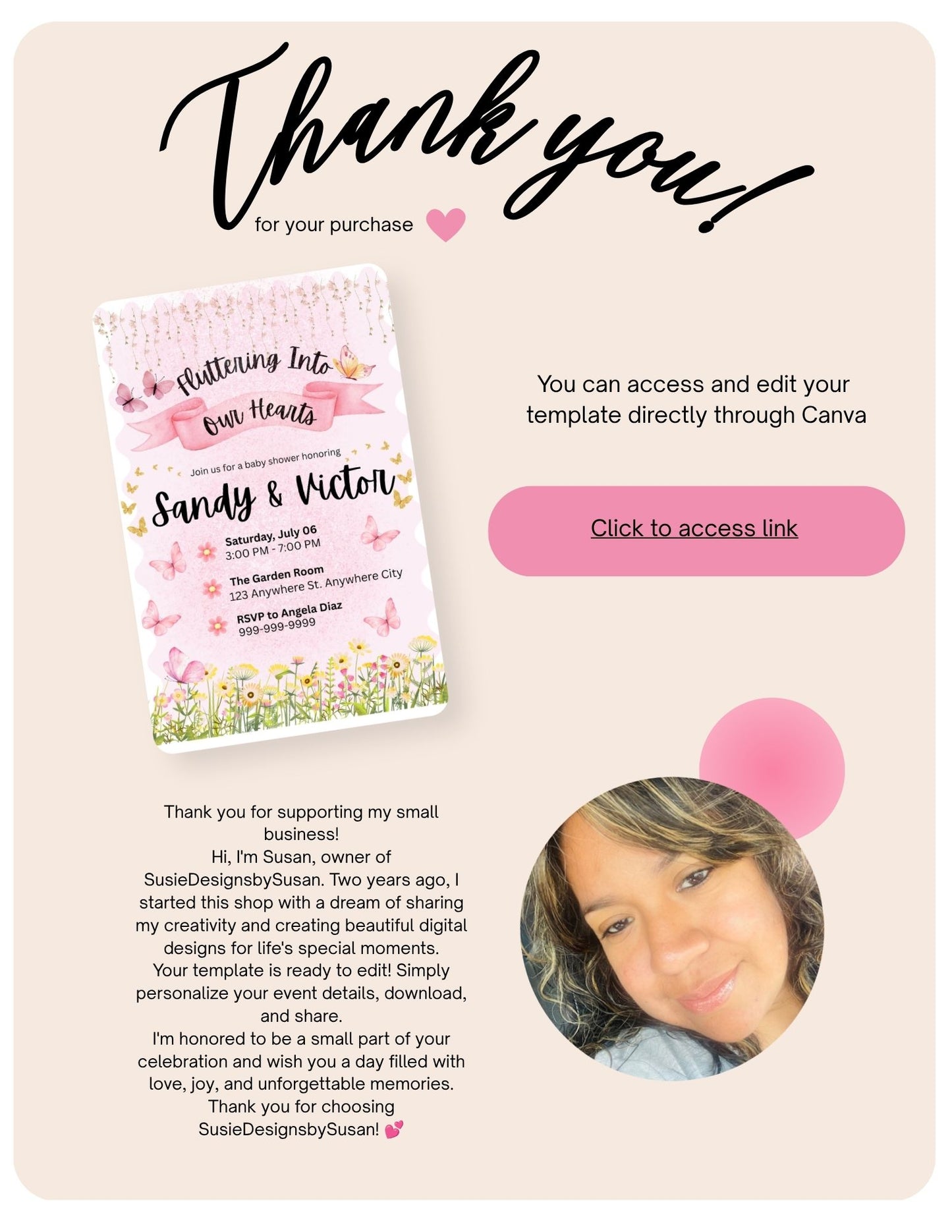 Fluttering Into Our Hearts Baby Shower Invitation Template