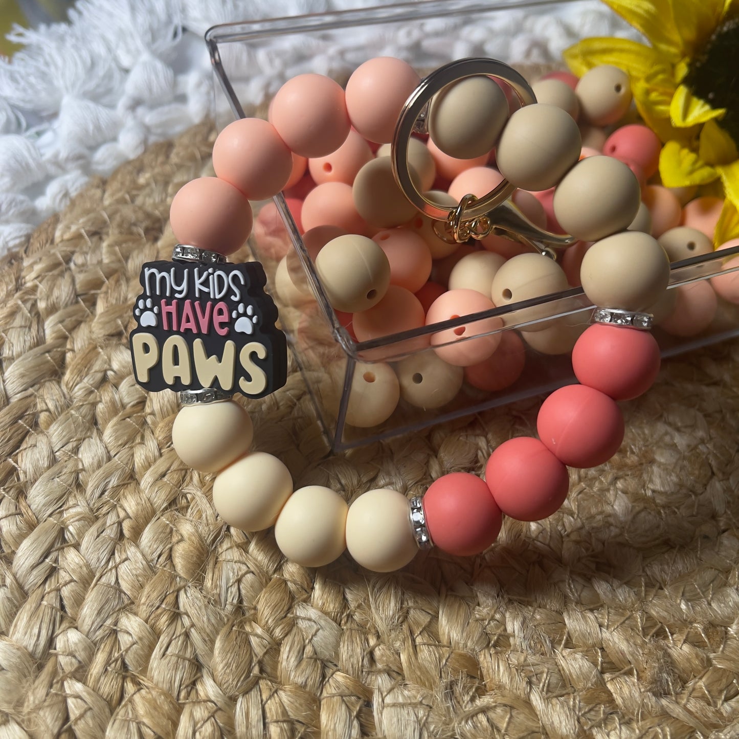 custom made wristlet silicone beads 15mm keychain DIY