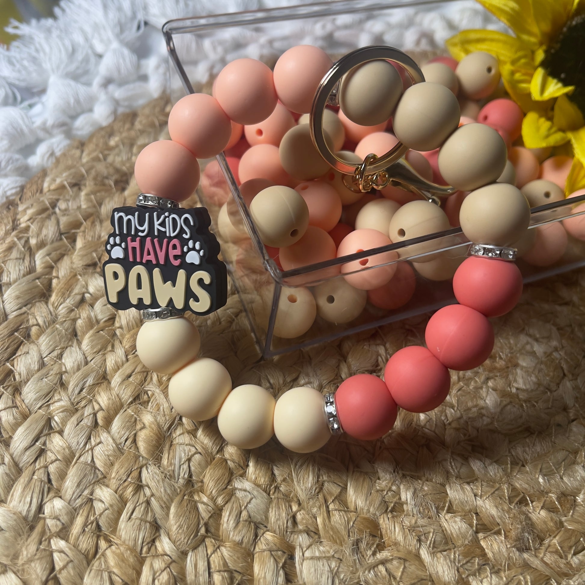 custom made wristlet silicone beads 15mm keychain DIY