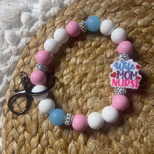 handmade wristlet silicone bead keychain for women