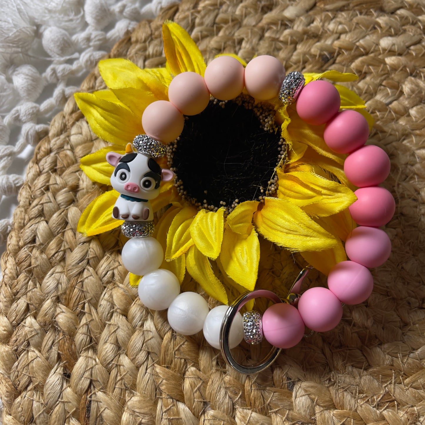 durable silicone bead wristlet keychain for car keys