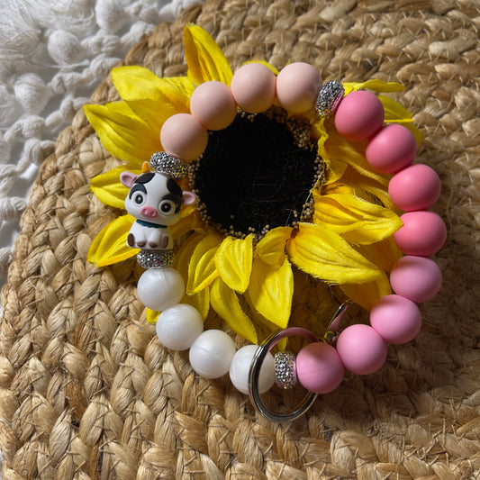 durable silicone bead wristlet keychain for car keys